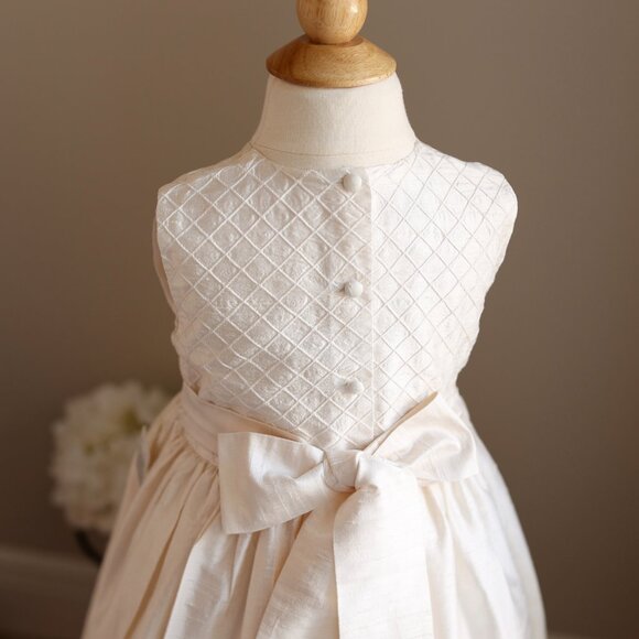 Strasburg Ivory Dupioni Silk Dress Flower Girl Special Occasion Recital Size 6 - Picture 4 of 9